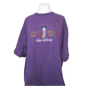 Vintage 90s Mickey Mouse Mickey & Co. Retro Disney Embroidered Purple Tee Shirt